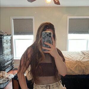 Brown Mesh Body Suit